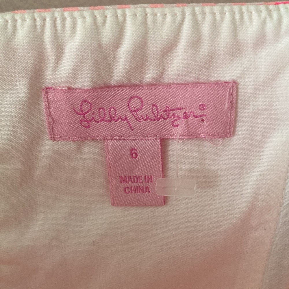 Lily Pulitzer Lowe strapless peplum dress size 6 strapless hot pink like new - Picture 9 of 12